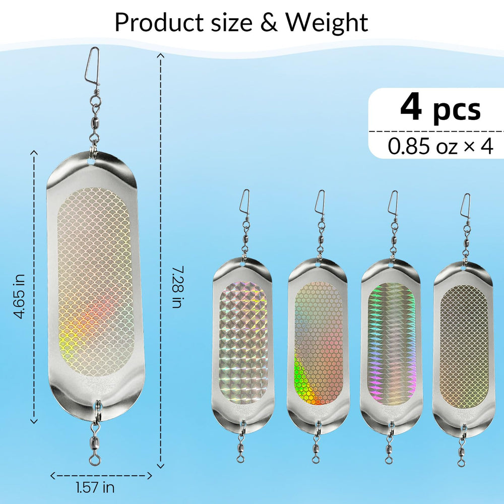 Metal trolling lures with reflective flash