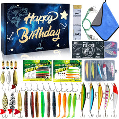 Front view of the fishing gift tackle box with lures