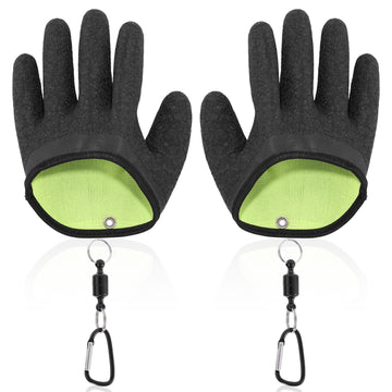 Front view of fishing gloves with magnet release