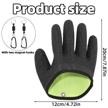 Side view showing glove design and magnets