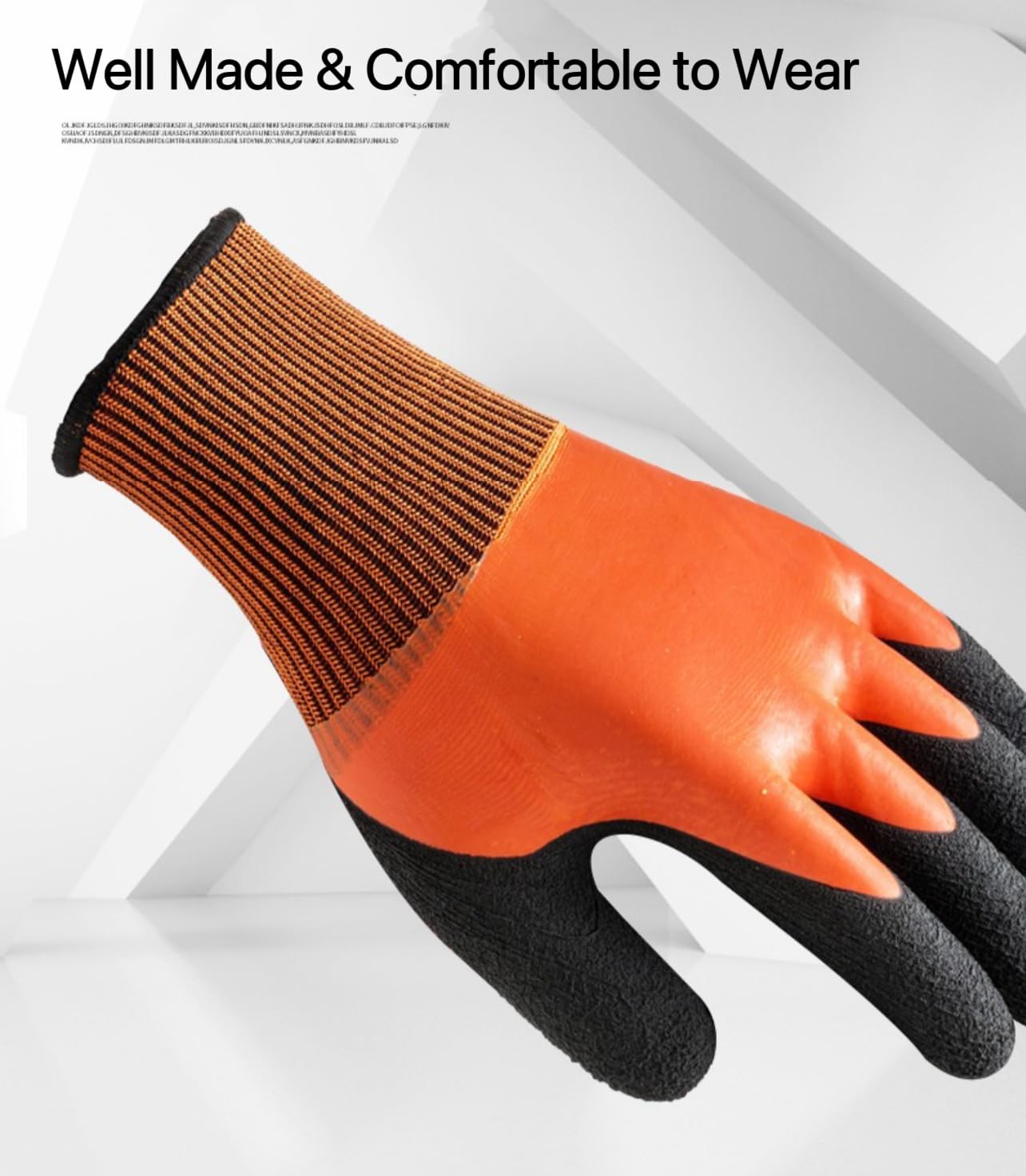 Close-up of anti-slip latex coating on waterproof fishing gloves