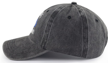 Close-up of 100% cotton denim fabric used in fishing hat