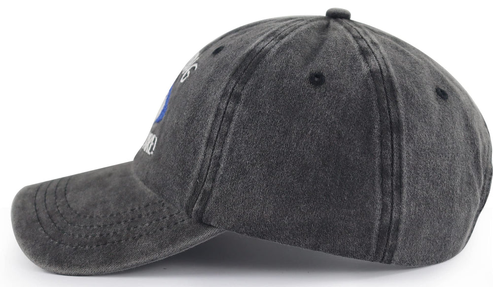 Close-up of 100% cotton denim fabric used in fishing hat