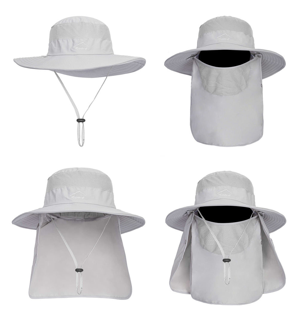 Back view of the hat showing neck flap design