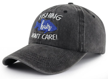 Back adjustable metal buckle closure on cotton denim fishing hat