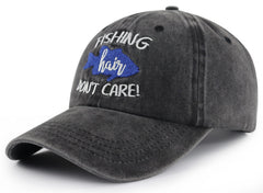 Back adjustable metal buckle closure on cotton denim fishing hat