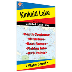 Fishing Hot Spots Kinkaid Lake Map highlights marked fishing areas and boat accesses for planning