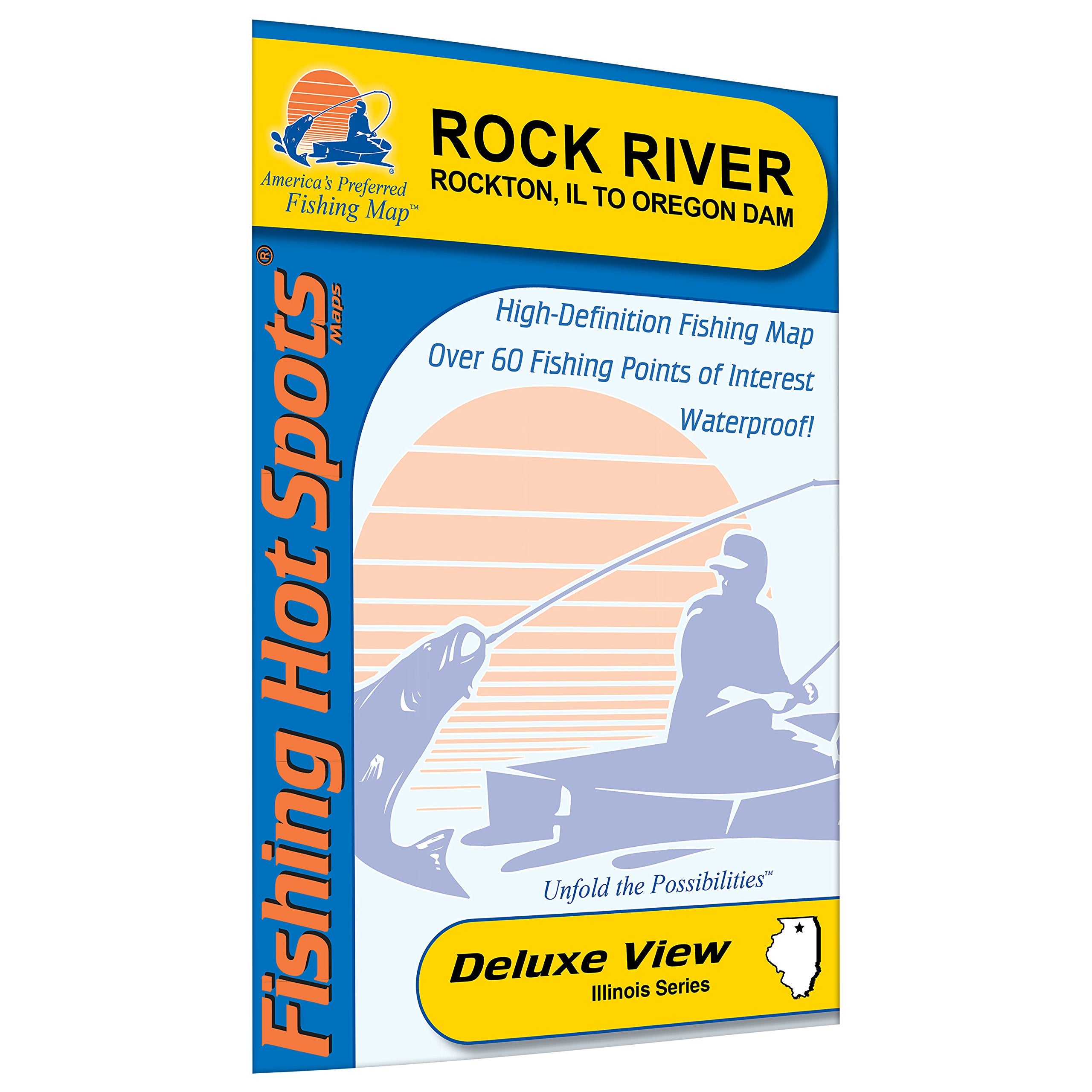 Fishing Hot Spots Rock River map with depth shading for easy planning