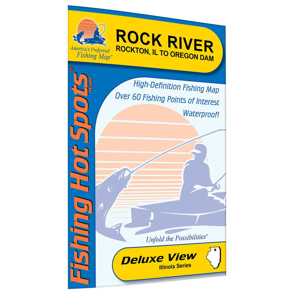 Fishing Hot Spots Rock River map with depth shading for easy planning
