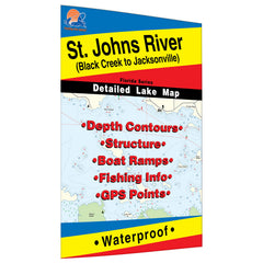 Fishing Hot Spots St. Johns River map from Black Creek to Jacksonville aids tidal angling planning for bass