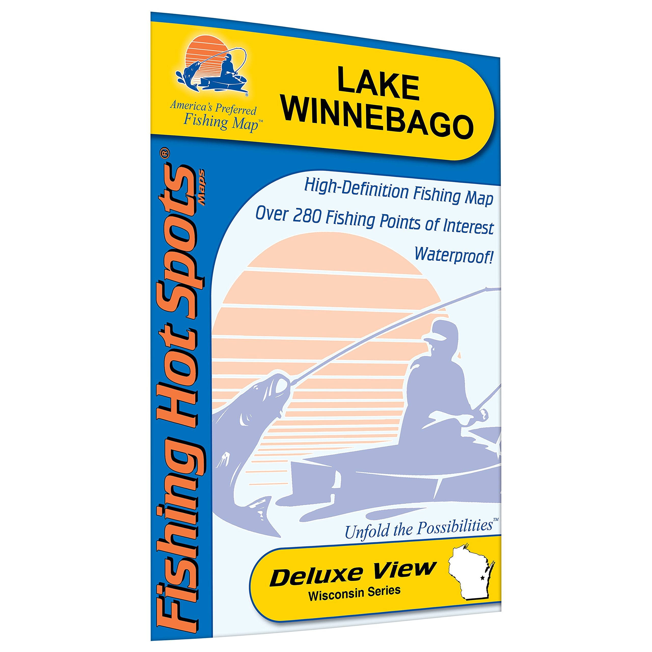 Fishing Hot Spots Winnebago Fishing Map shows Lake Winnebago with color-coded zones for easy planning.