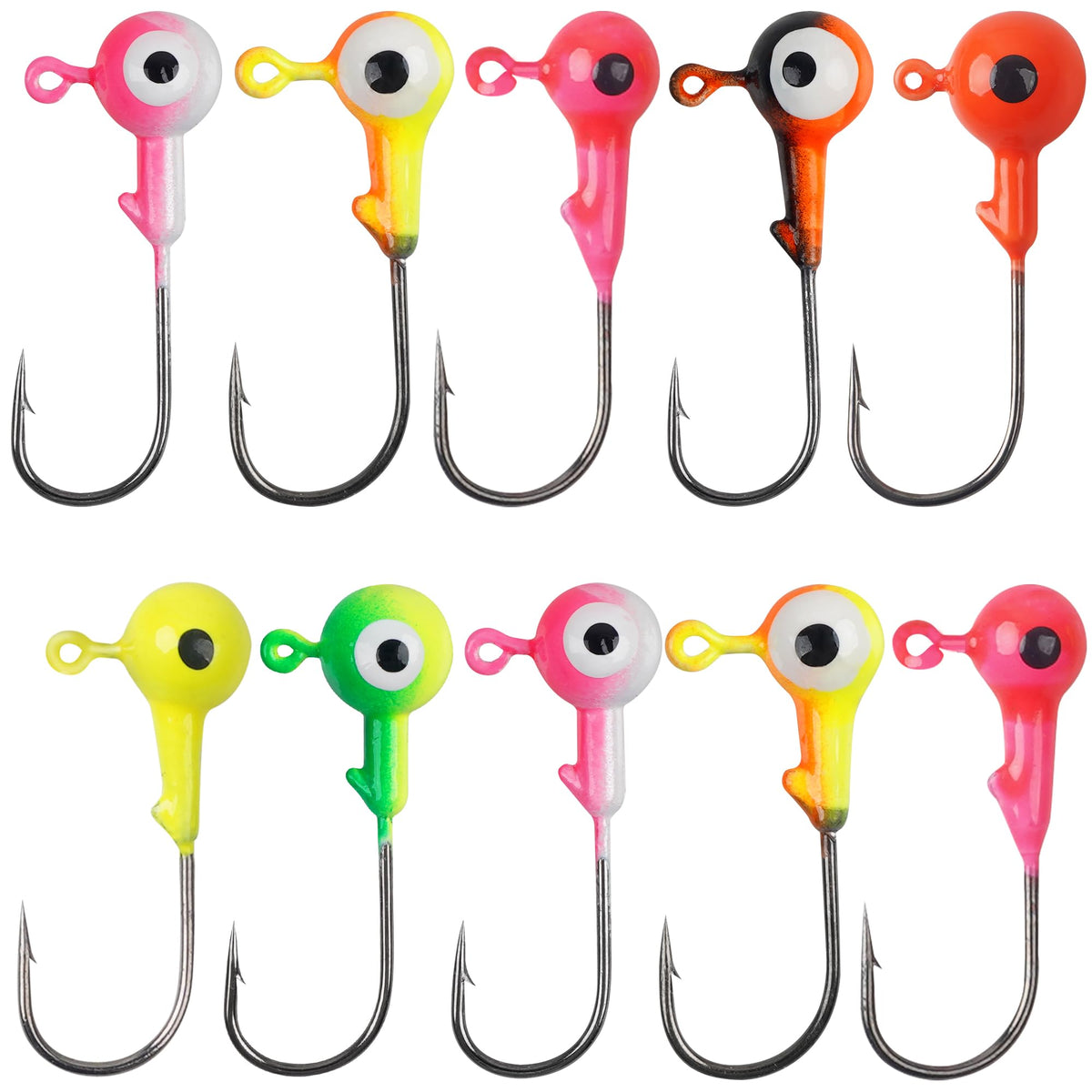 Round ball head fishing jig head with 3D eyes in 3/8 oz