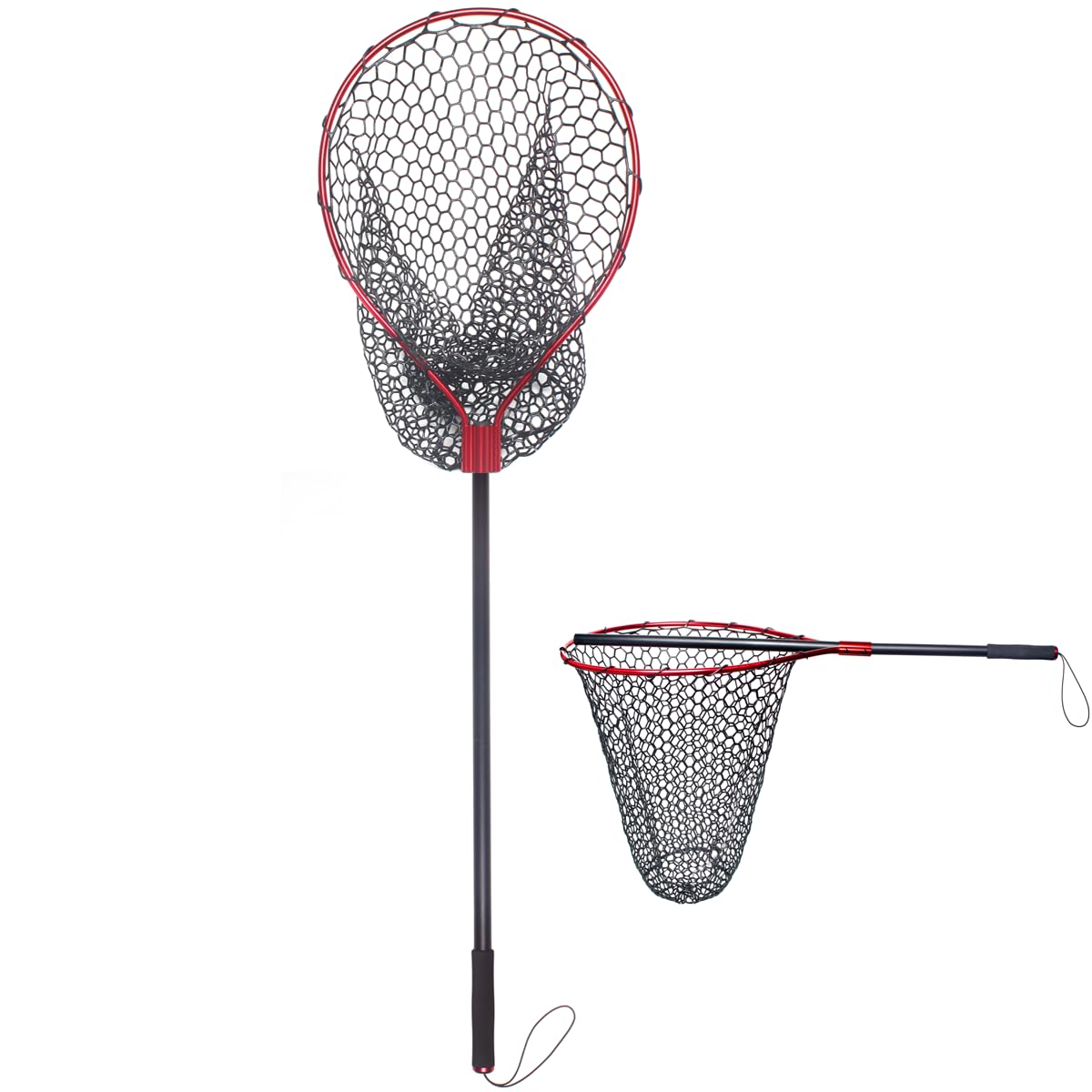 Large fishing landing net with long non-telescopic aluminum handle