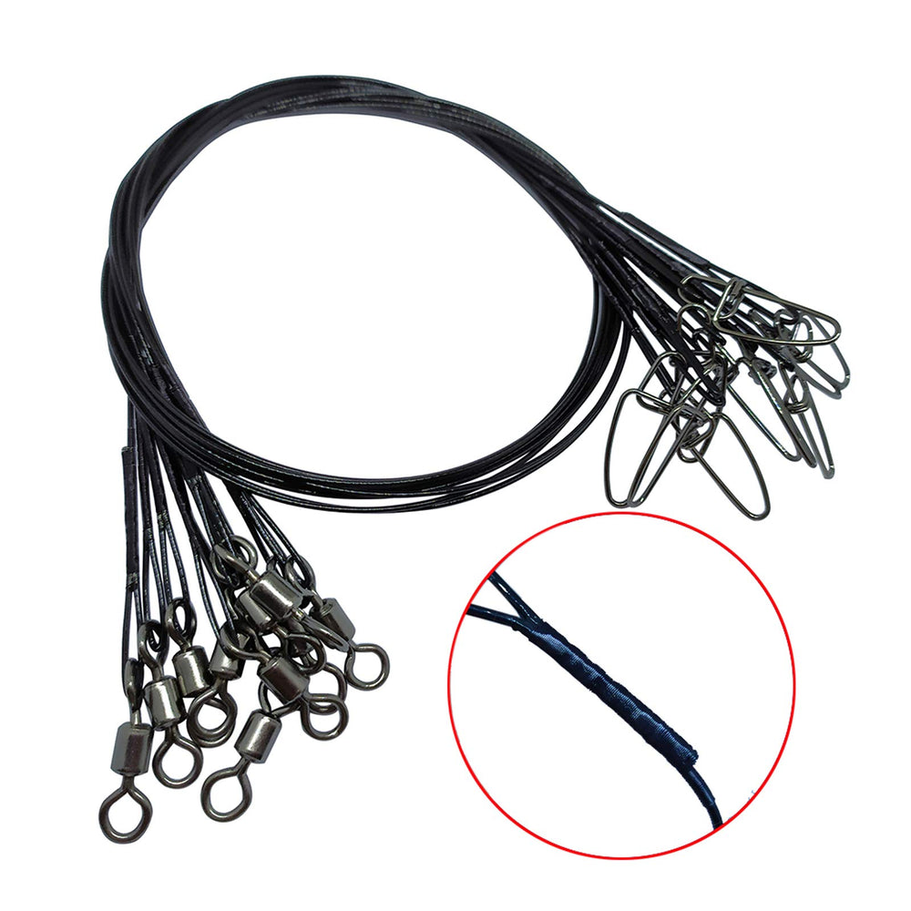Black-coated fishing leader wire suitable for saltwater and freshwater