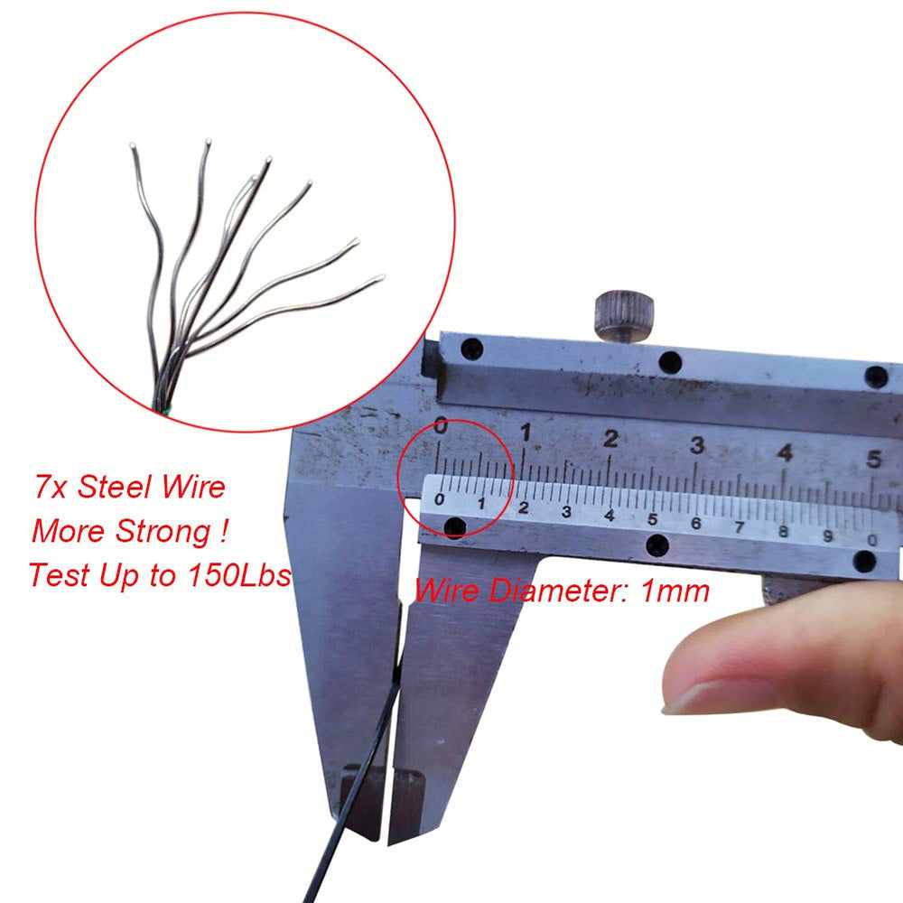 Lead wire detail showing 1mm diameter with black coating