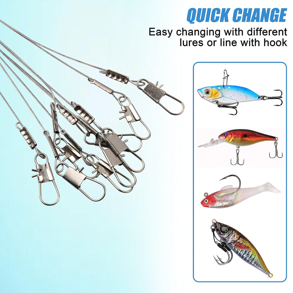 Saltwater and freshwater fishing ready wire leader rigs
