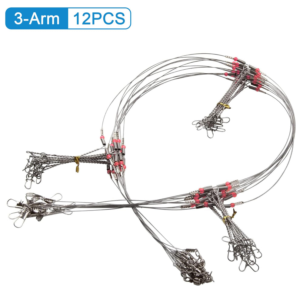 Complete 12-pack fishing leaderRig set with lures and hooks connections