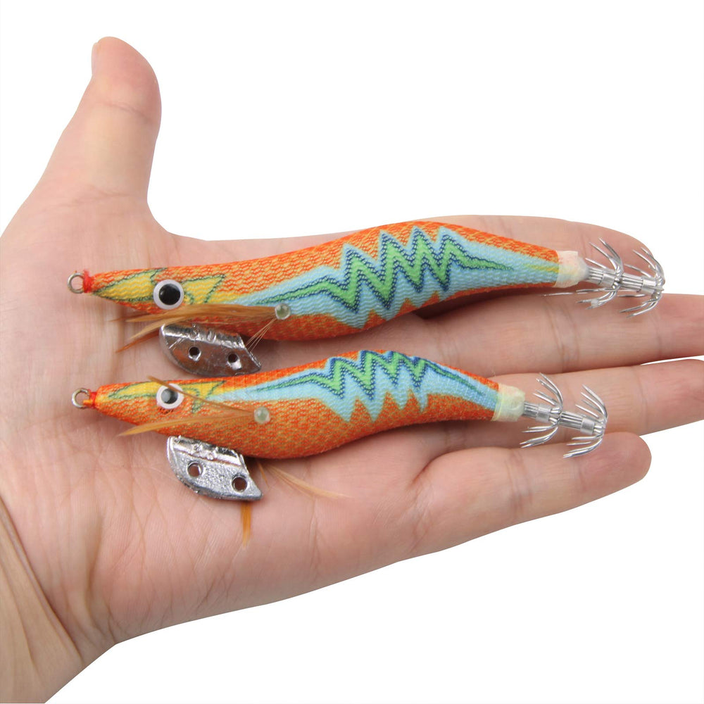 Set of 7 glow squid jig lures for squid fishing