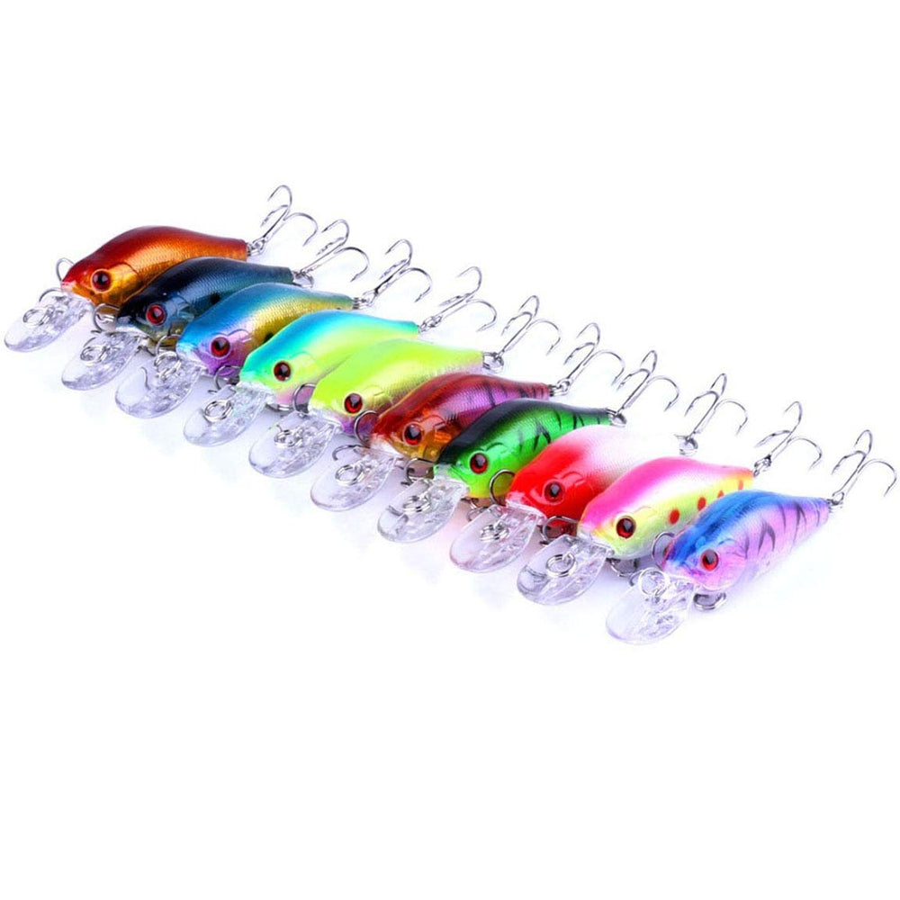 Fishing Lures 10-hard bait minnow lure with treble hooks for bass and pike.