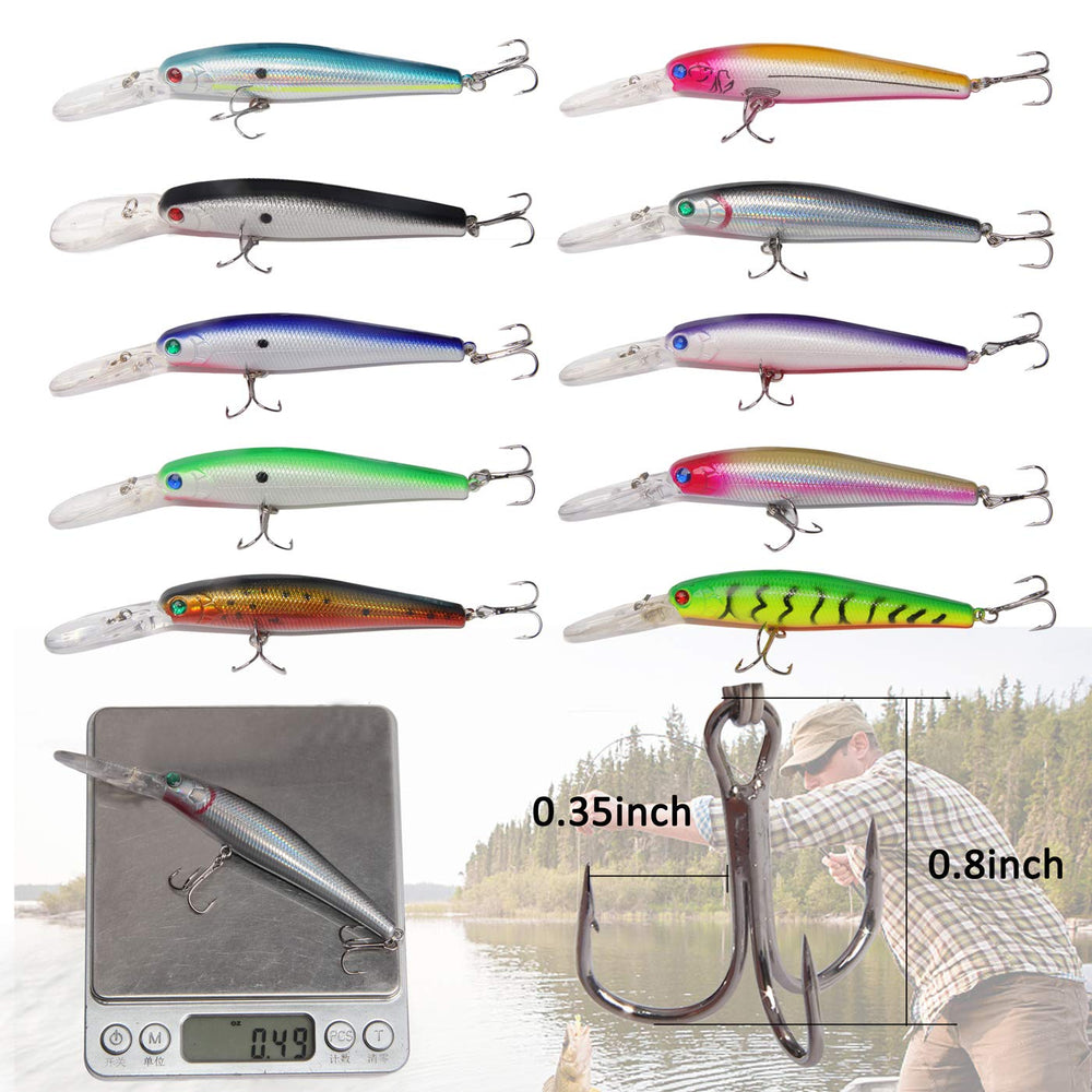 Assorted hard baits sized for bass, pike, trout, walleye