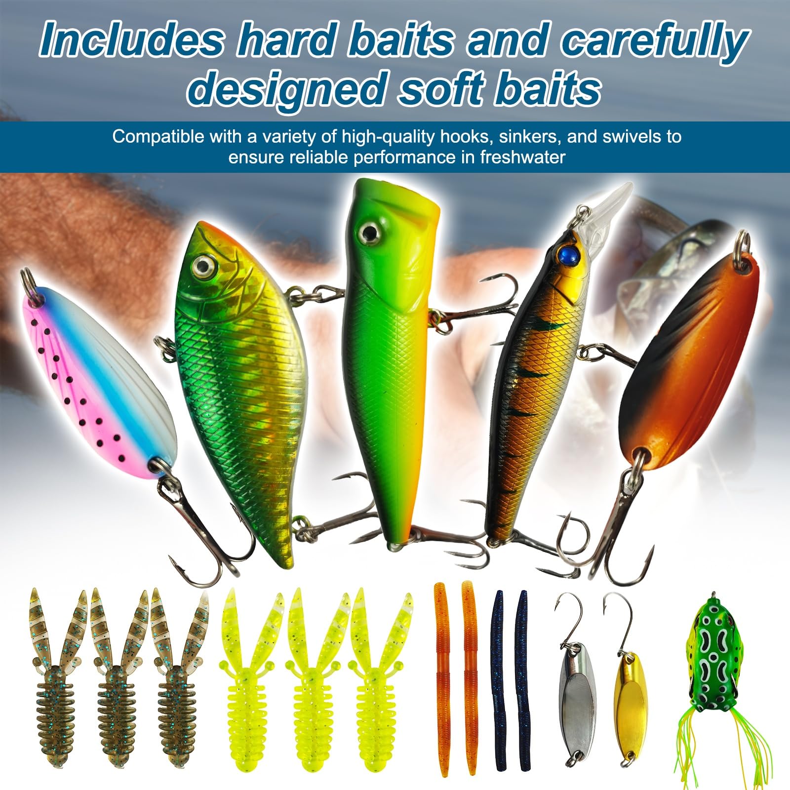 Tackle box open showing organized 154-piece set