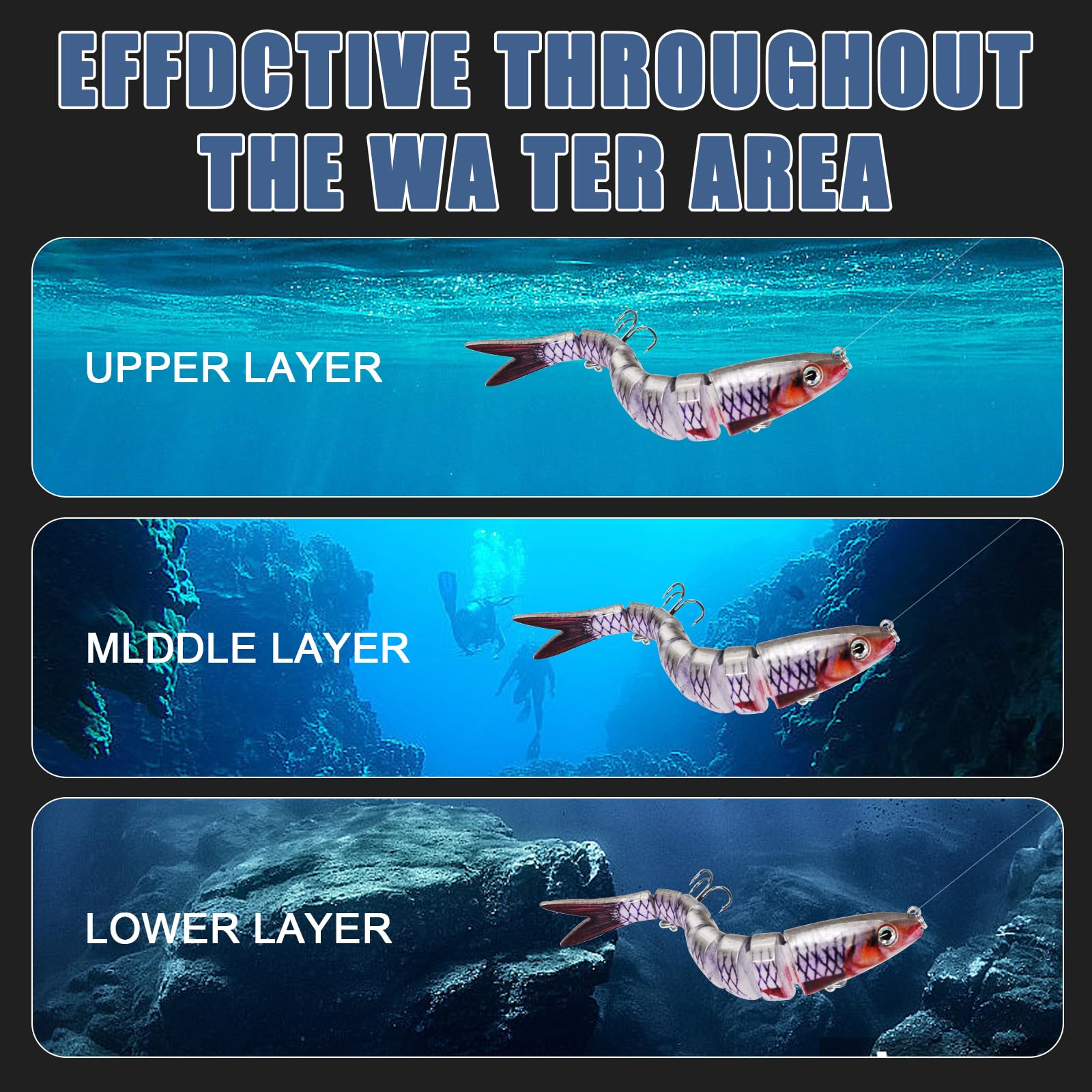 Bass lure suitable for freshwater and saltwater settings
