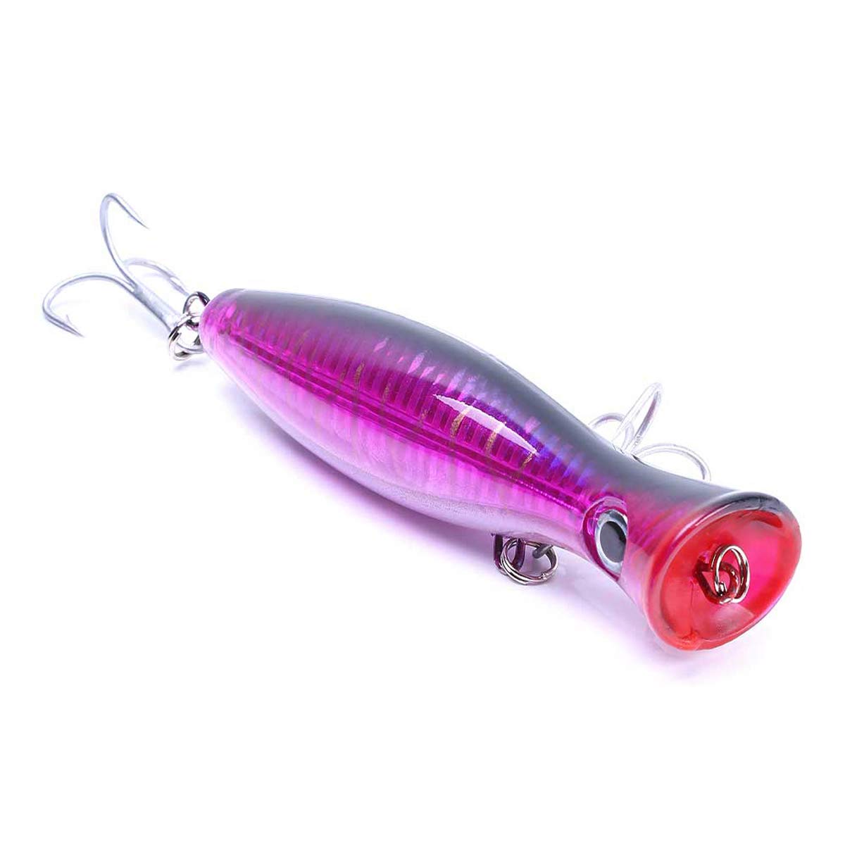 Fishing Lures top-water popper with 3D eyes delivers long casts and splashy surface action.