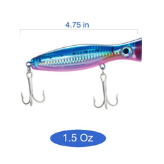 Fishing Lures topwater popper in action for surf casting and distance casting