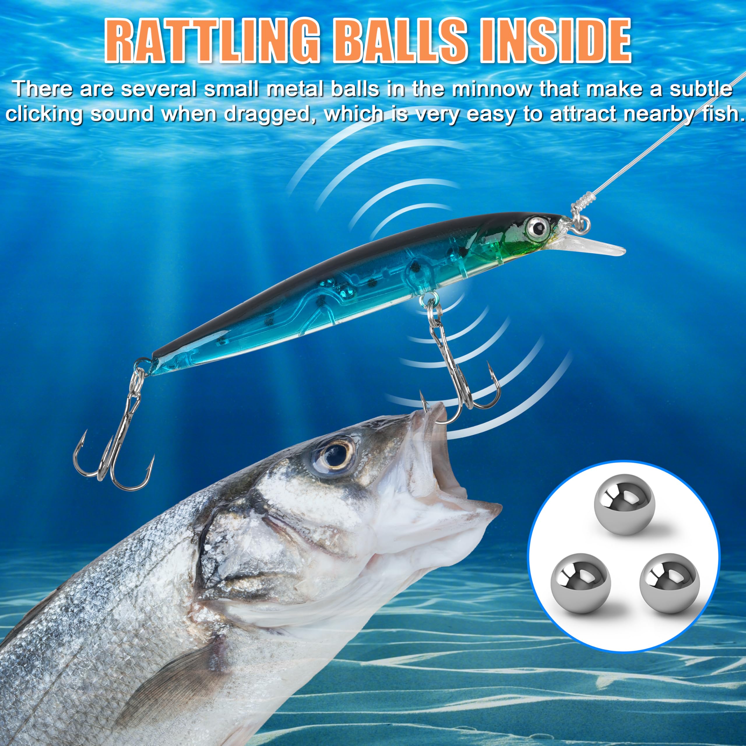 Dynamic movement minnow lure in water