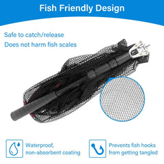 Stainless steel handle fishing net for saltwater and freshwater
