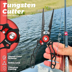 Hook remover feature with holes for knot tightening