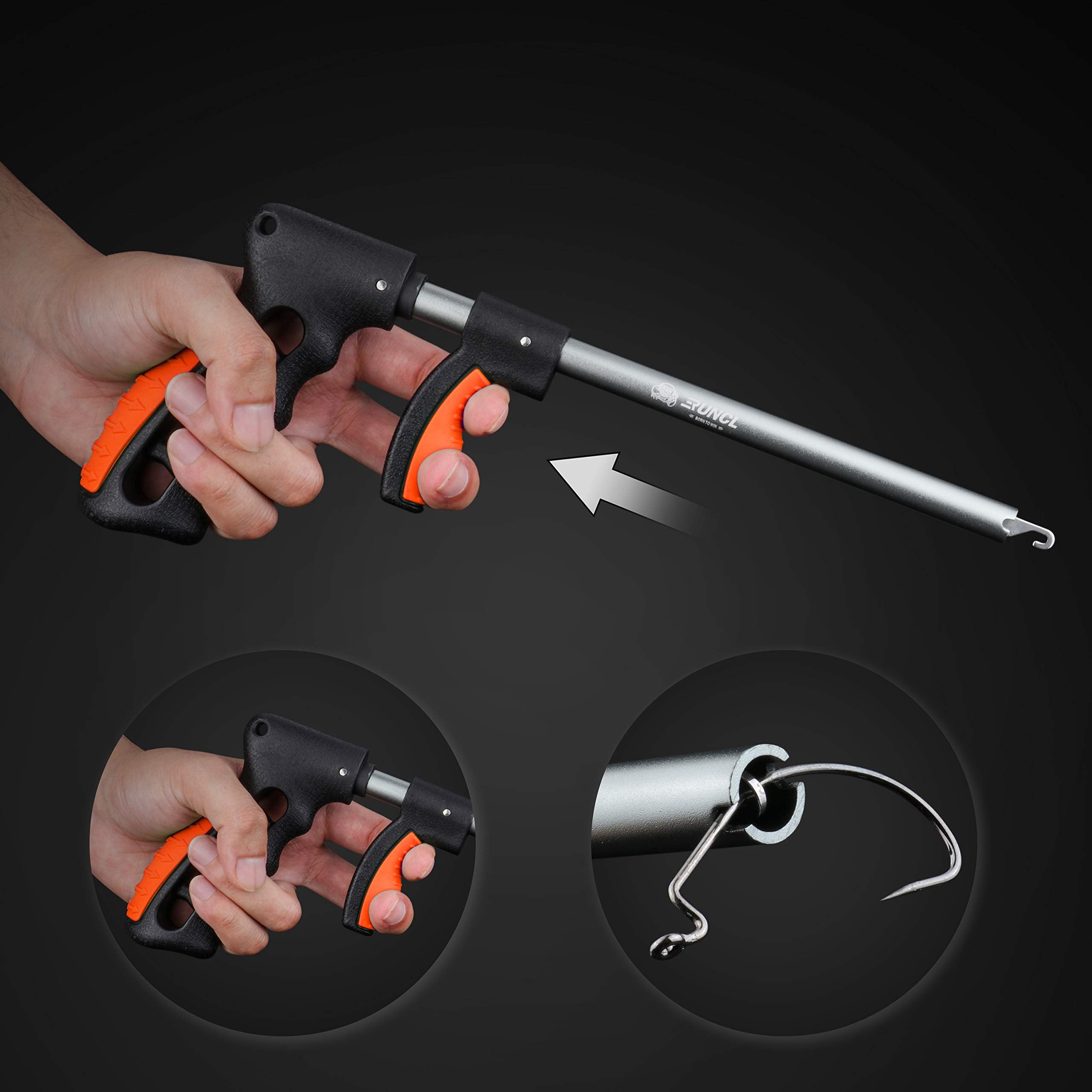 Rounded stainless steel hook with grooves to prevent slippage