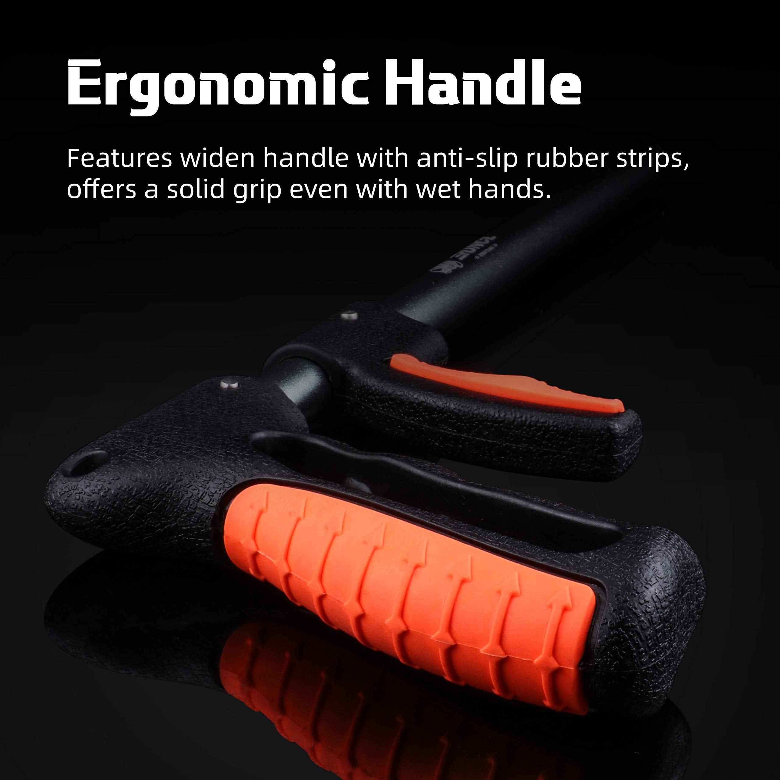 Widened hollow-out ABS handle with anti-slip grip