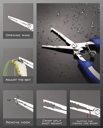 Multifunctional fishing pliers for cutting lines and opening split rings