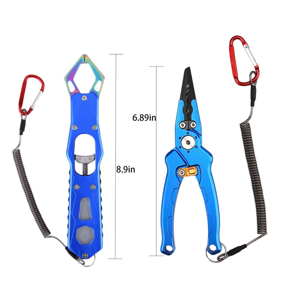 Multi-function pliers showing line cutter and hook remover