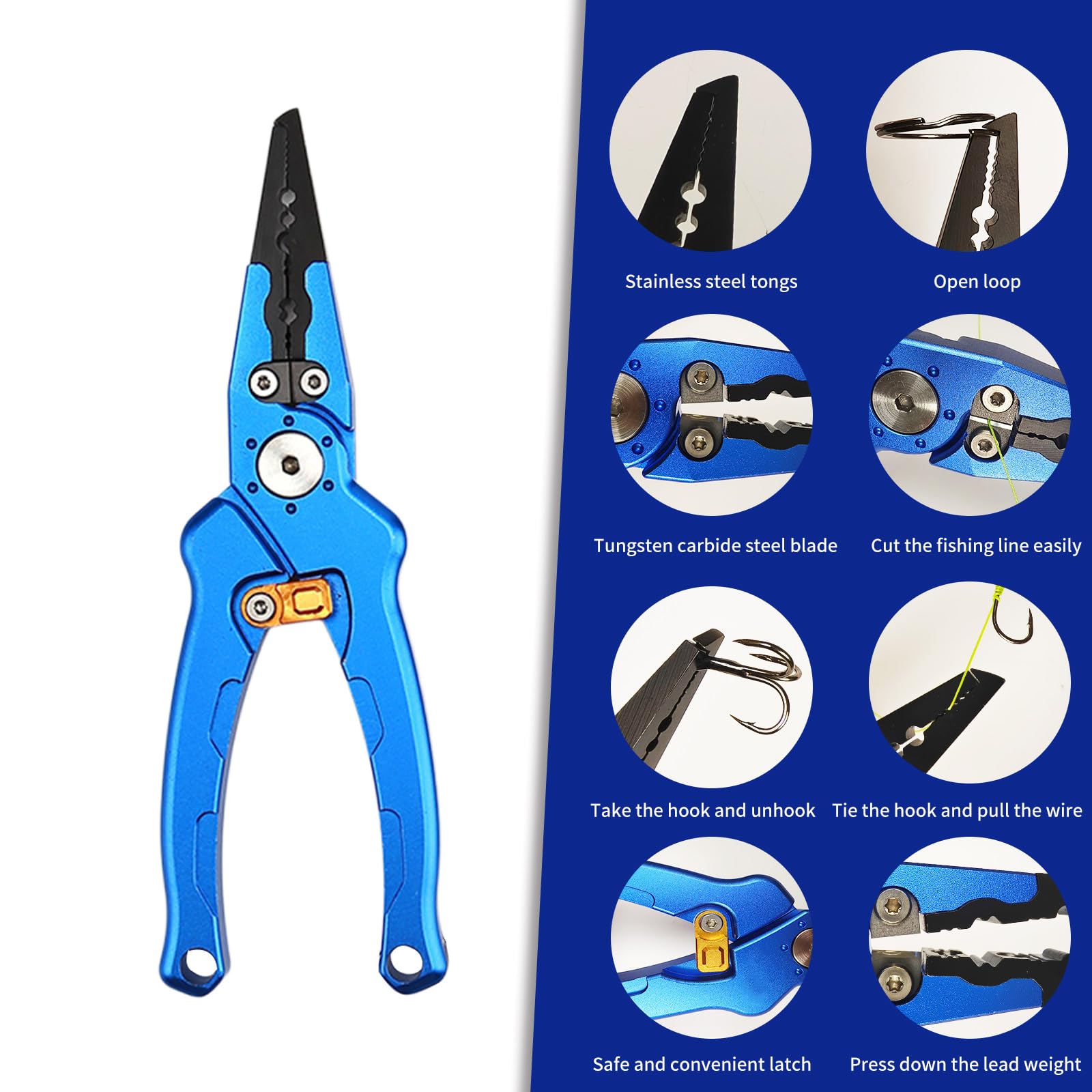 Close-up of stainless steel jaws and anodized aluminum handle