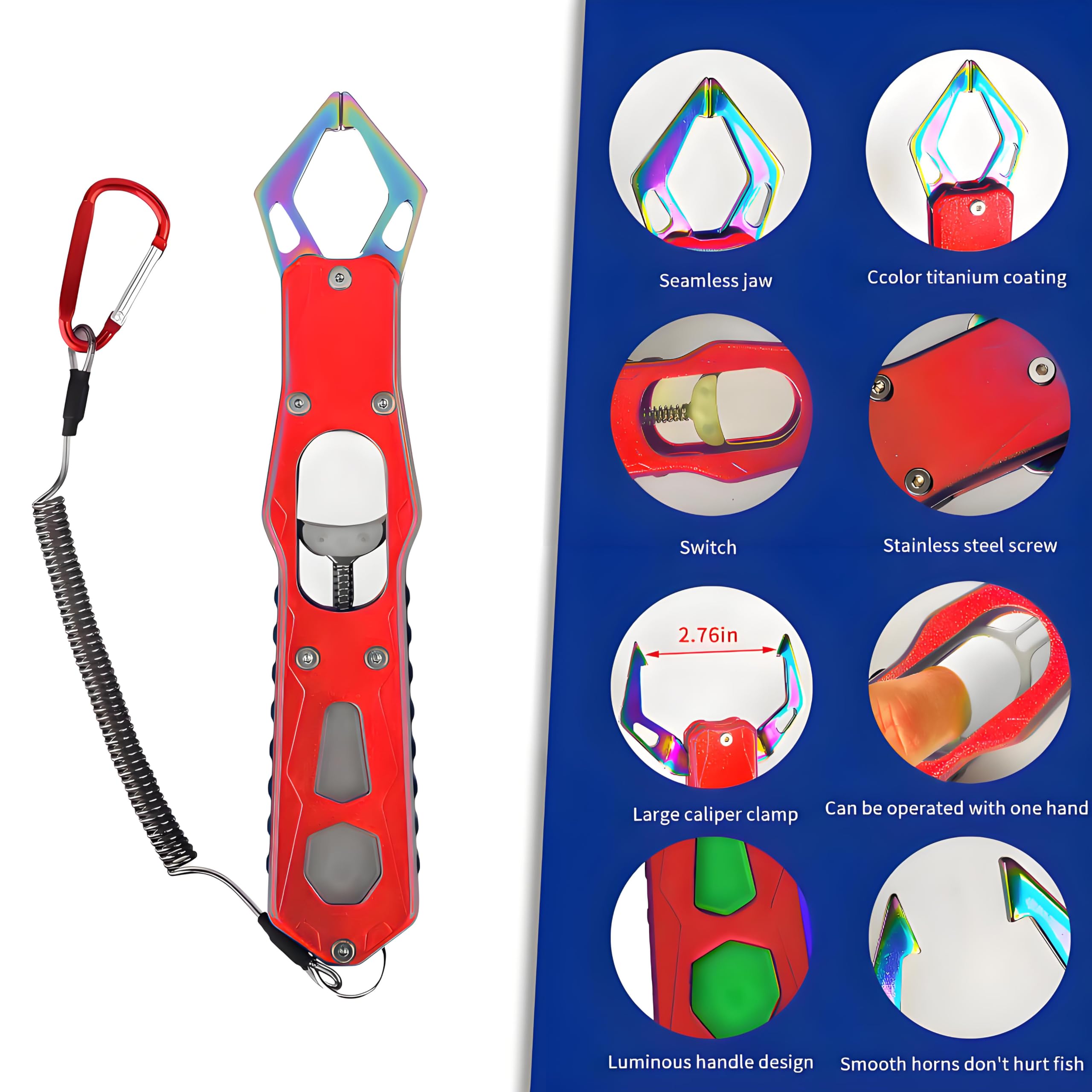 Ergonomic textured grip on red fishing pliers