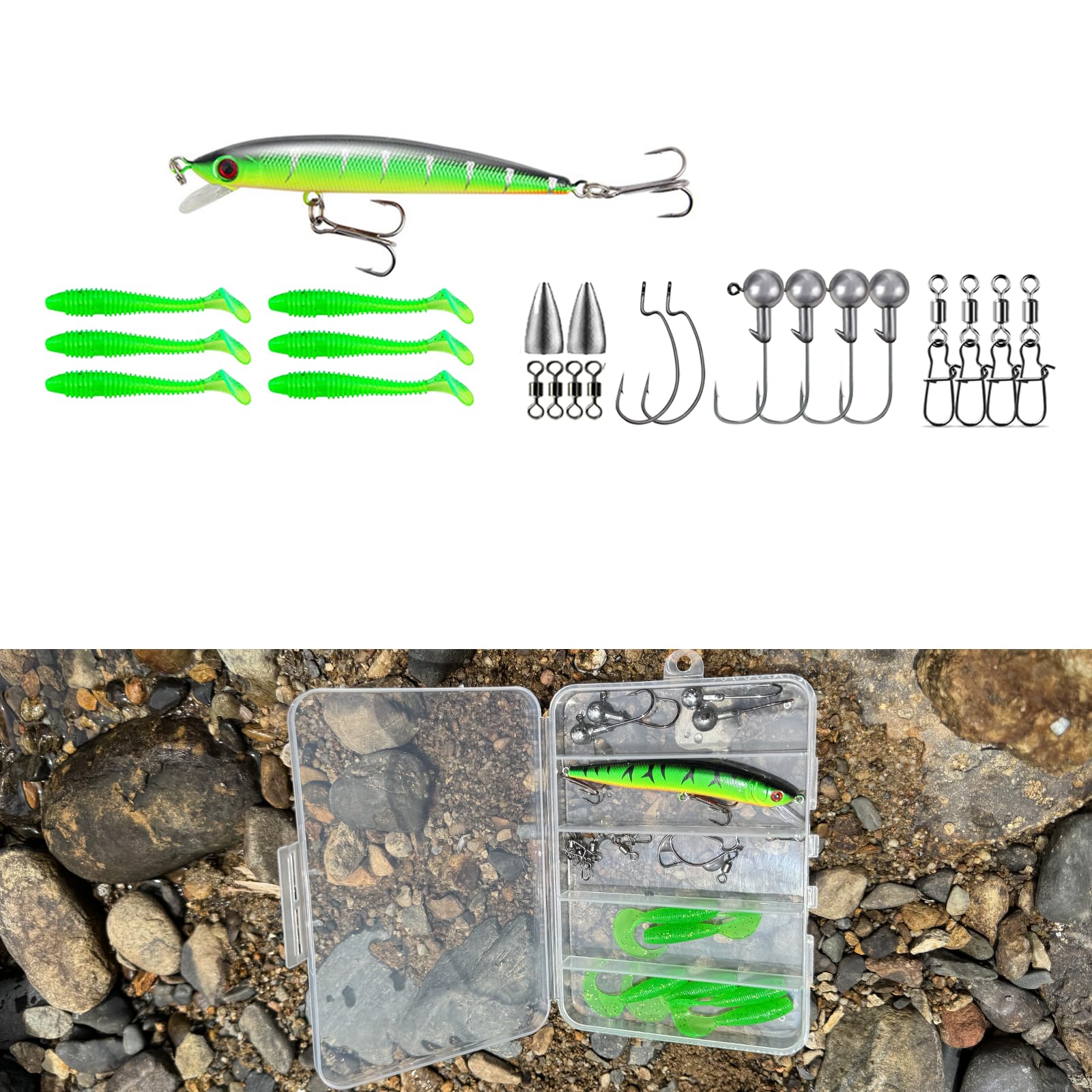 Fully assembled 6.9ft Fishing Pole Combo ready to fish