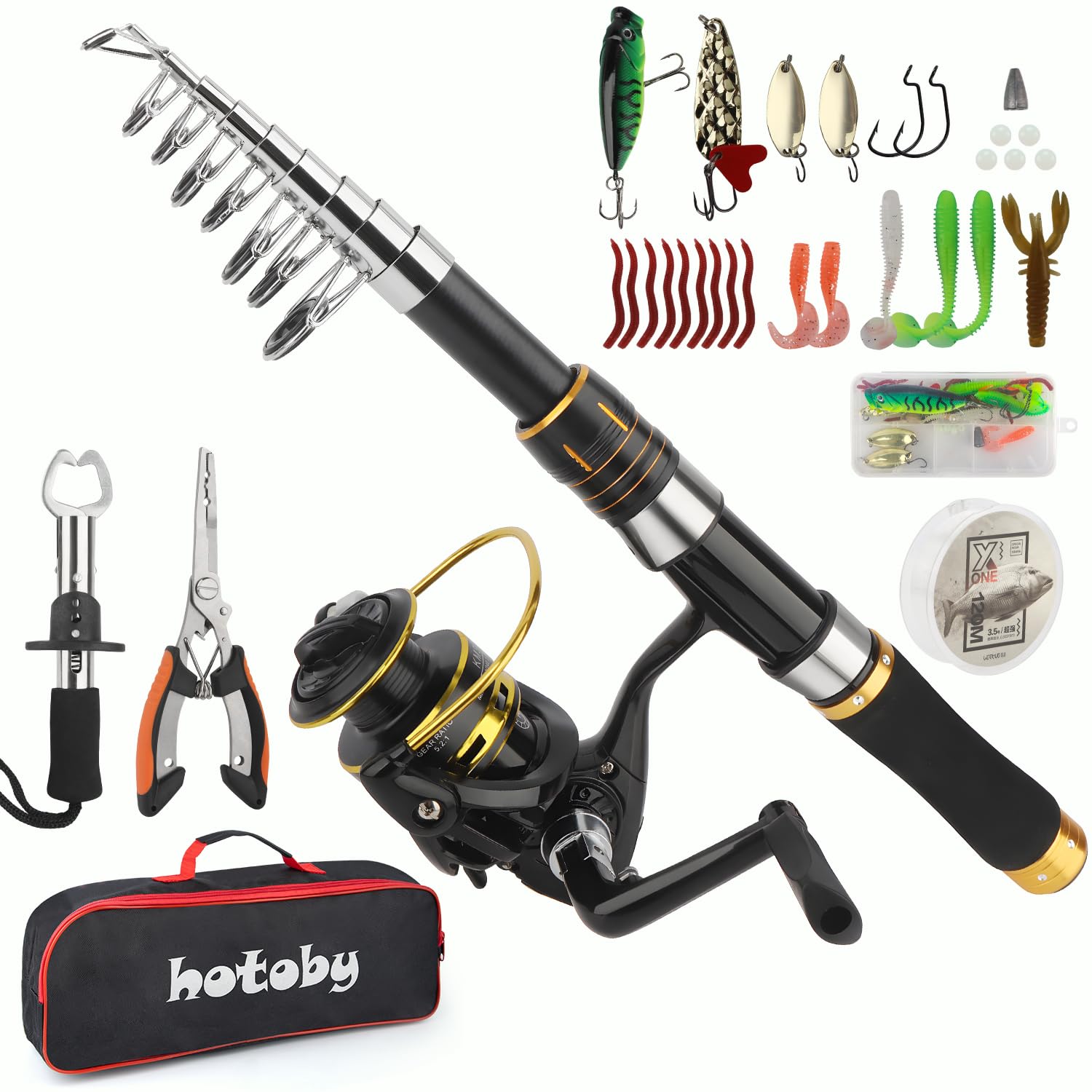 Hero image of Fishing Pole Combo Set in black and gold (1 pack)