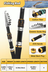 Close-up of the 3000 spinning reel and rod in black and gold