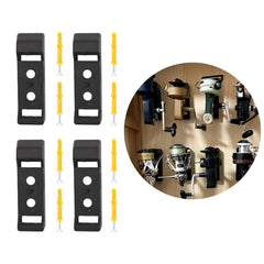 Wall-mounted 4-piece fishing reel display holder