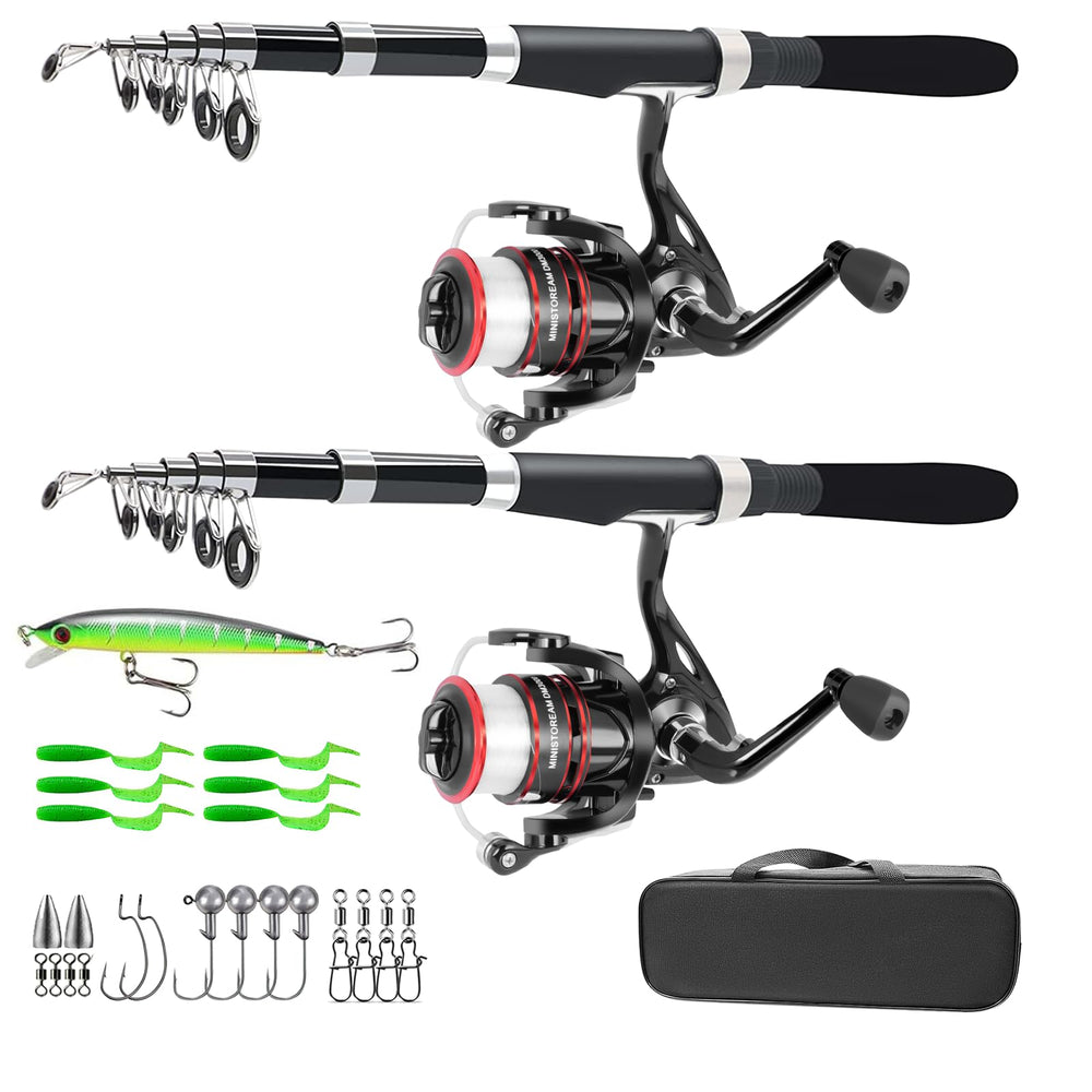 6.9 ft two-piece telescopic carbon fiber fishing rod set