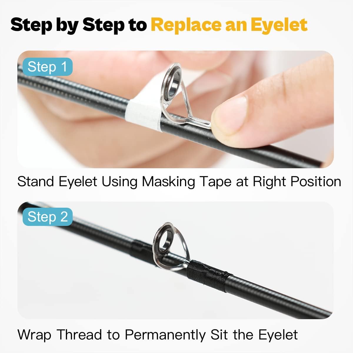 2-part epoxy glue and wrapping thread for repairs