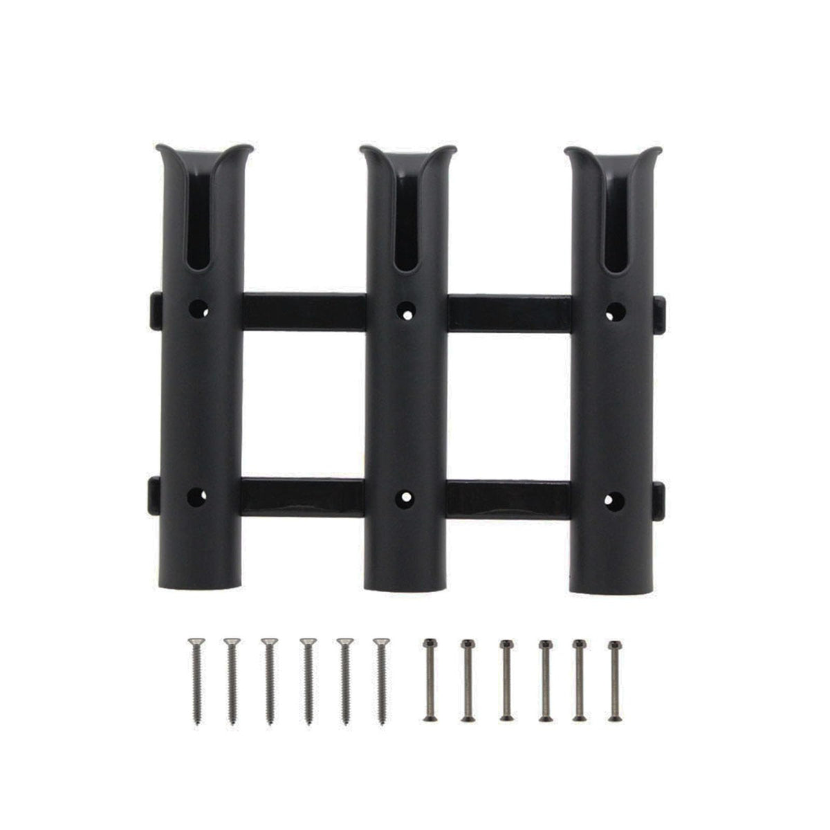 3-tube fishing rod holder rack mounted on wall (black)