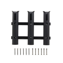 3-tube fishing rod holder rack mounted on wall (black)