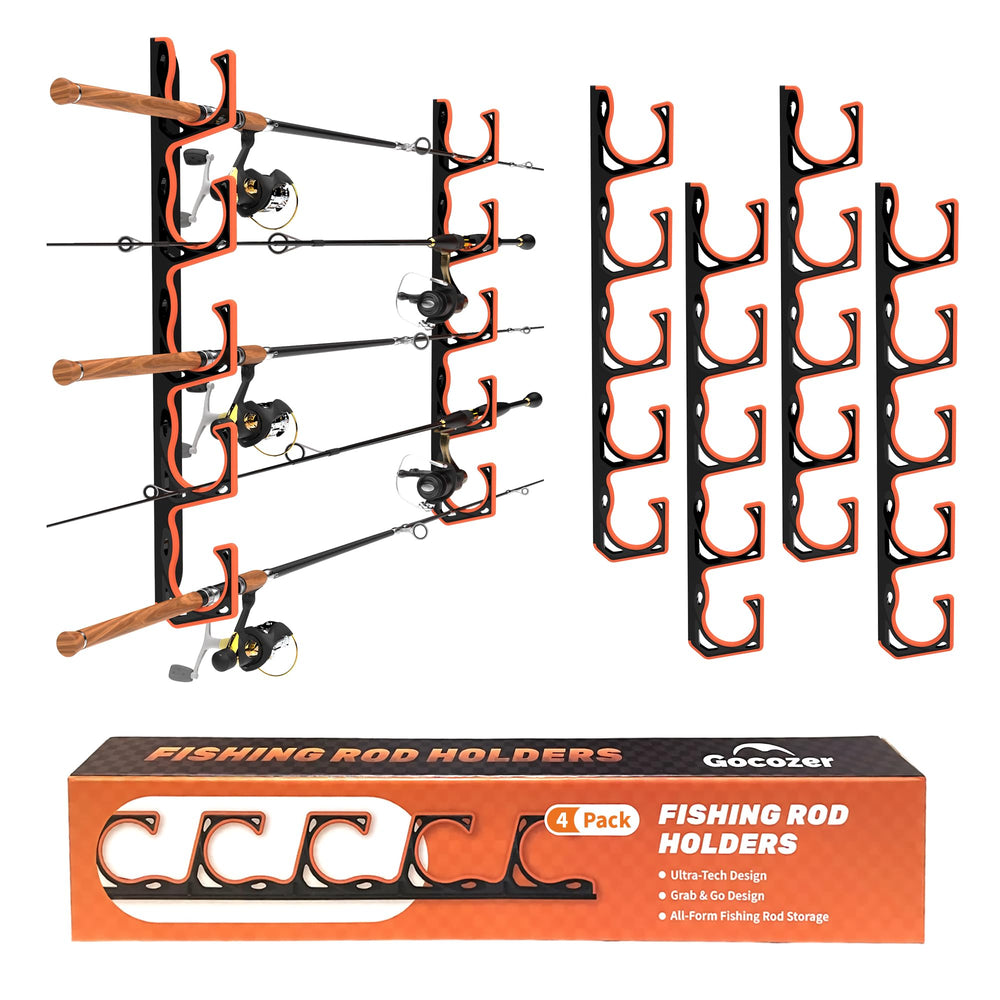 4-pack fishing rod holder for wall or ceiling mount