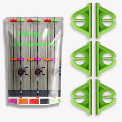 Wall-mounted green fishing rod holder 6-pack with rods
