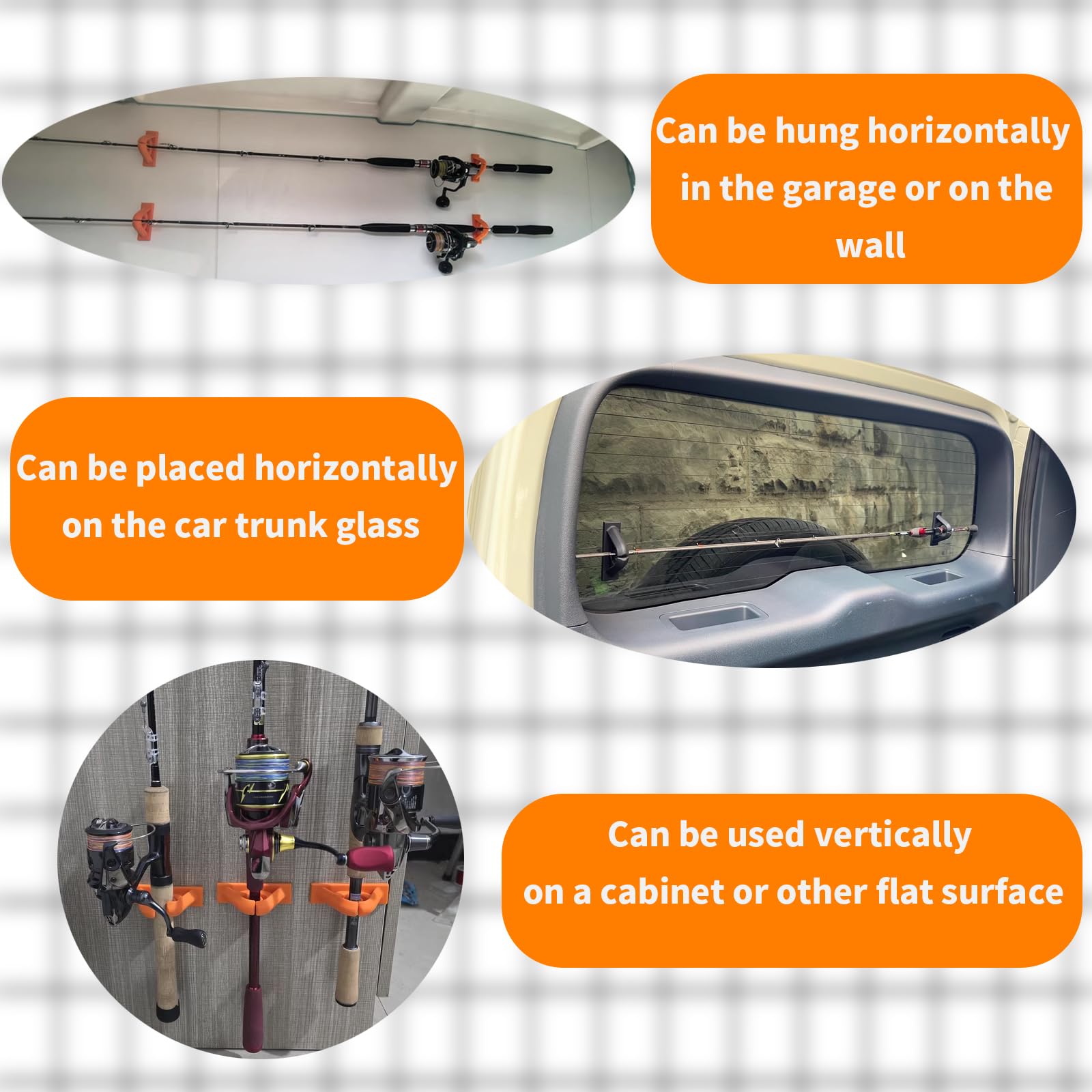 Garage wall filled with rod storage using the 6-pack holders