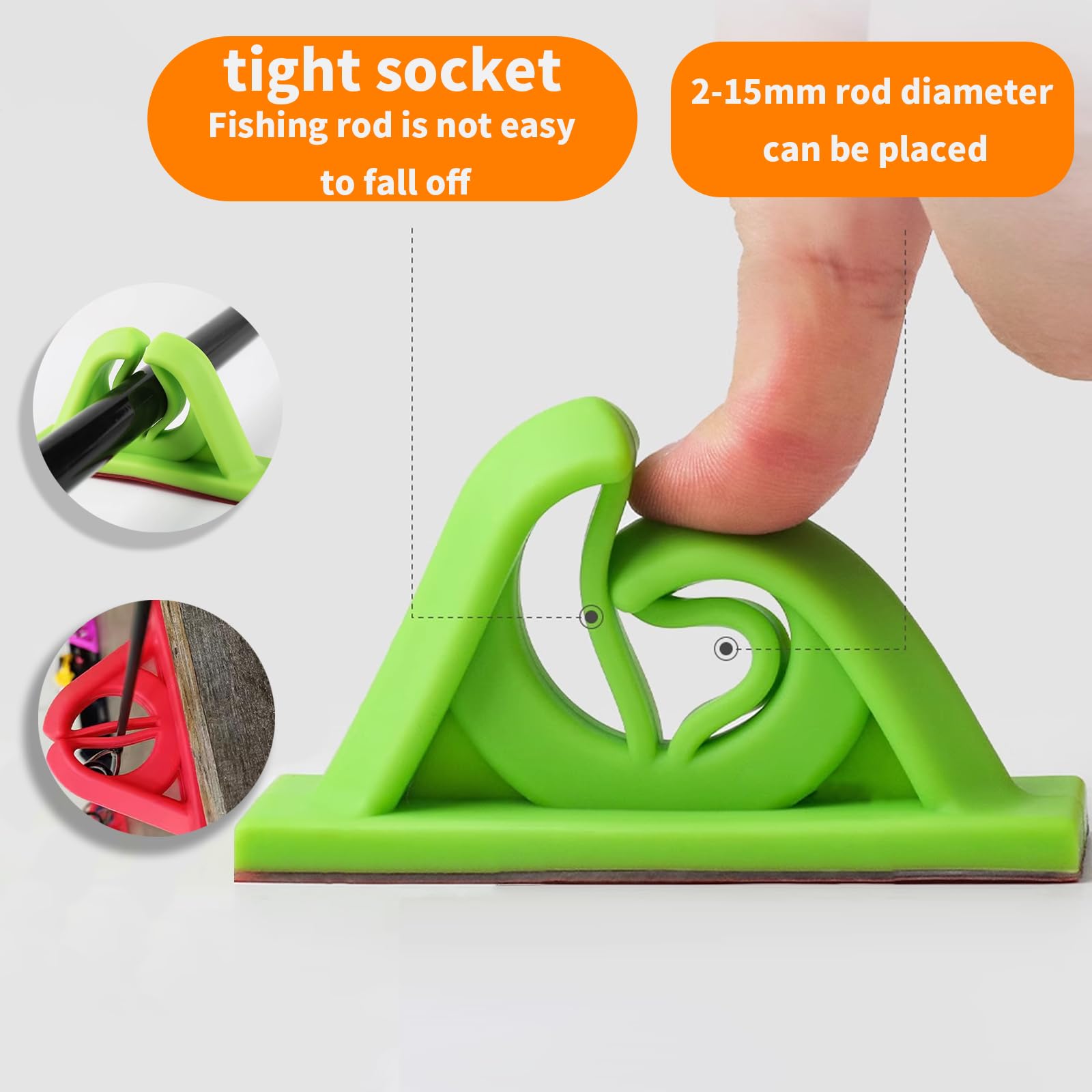 Boat deck with green rod holders mounted on the wall