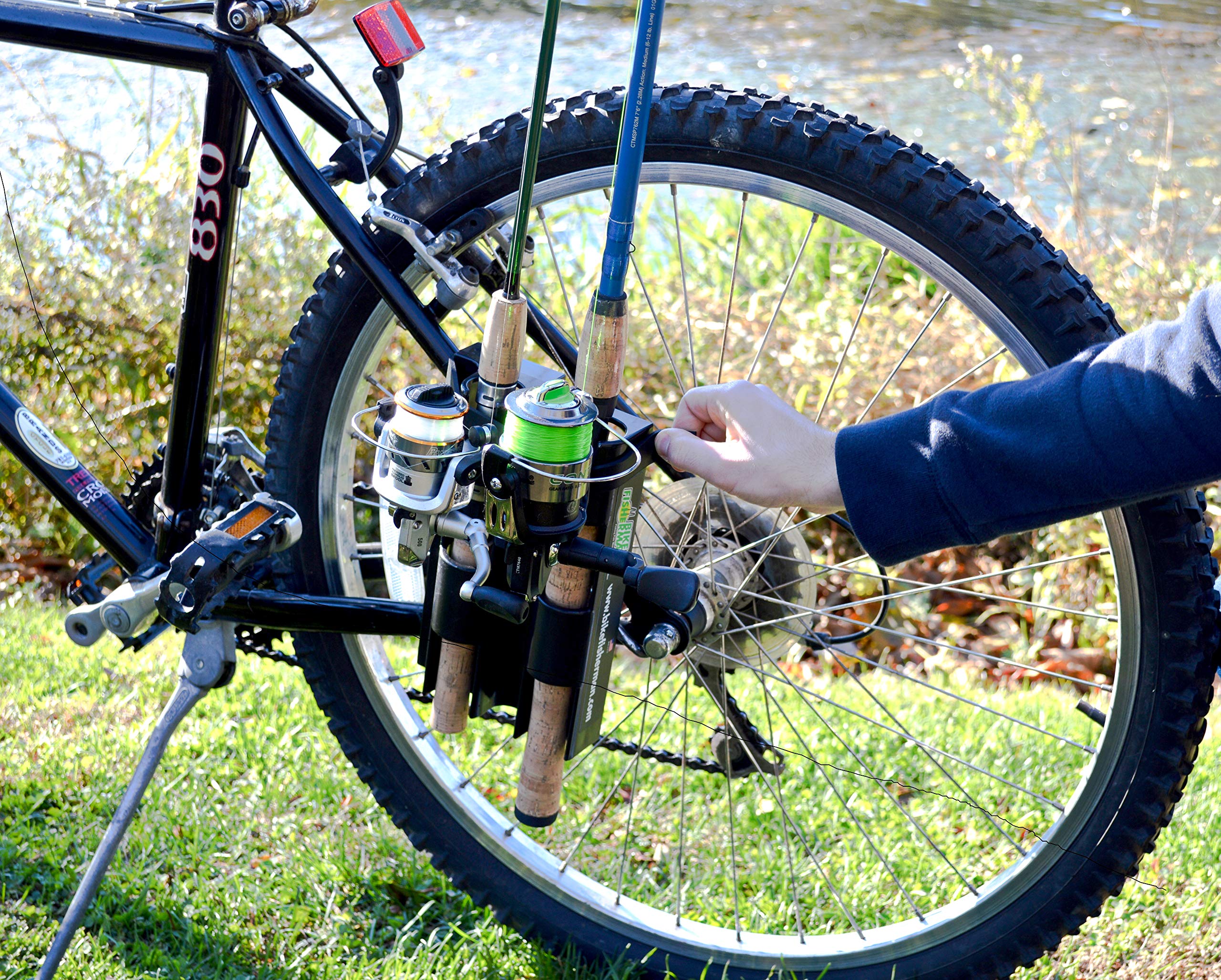 Close-up of Bike Fisherman rod holder clamp